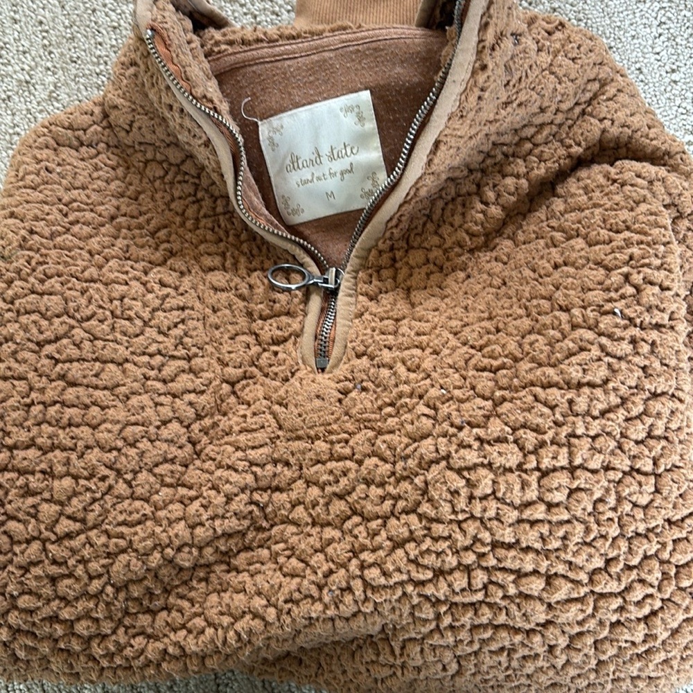 Brown fluffy cropped wool jacket size small